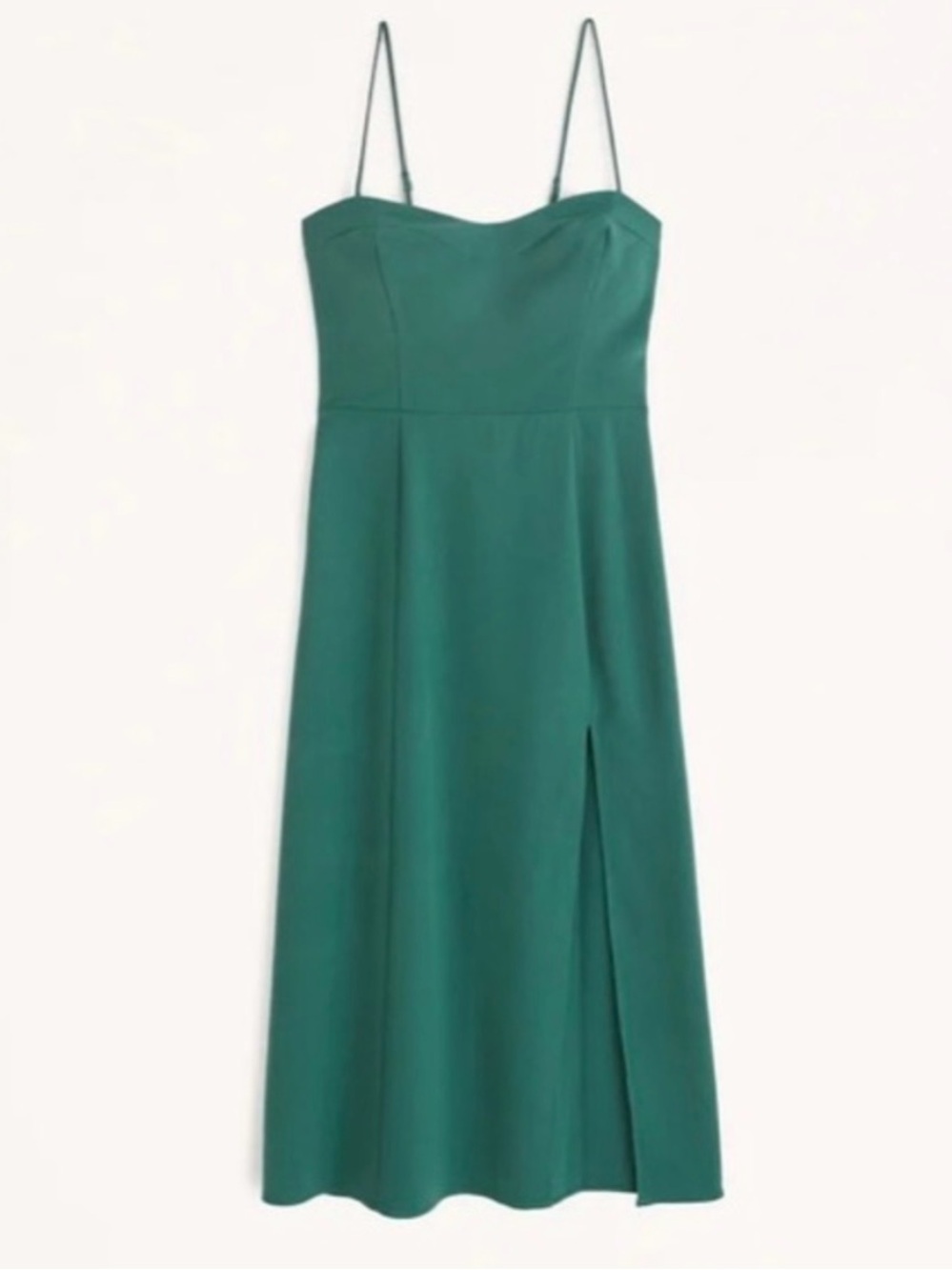 Abercrombie & Fitch Teal Strapless Midi Dress with Side Slit
